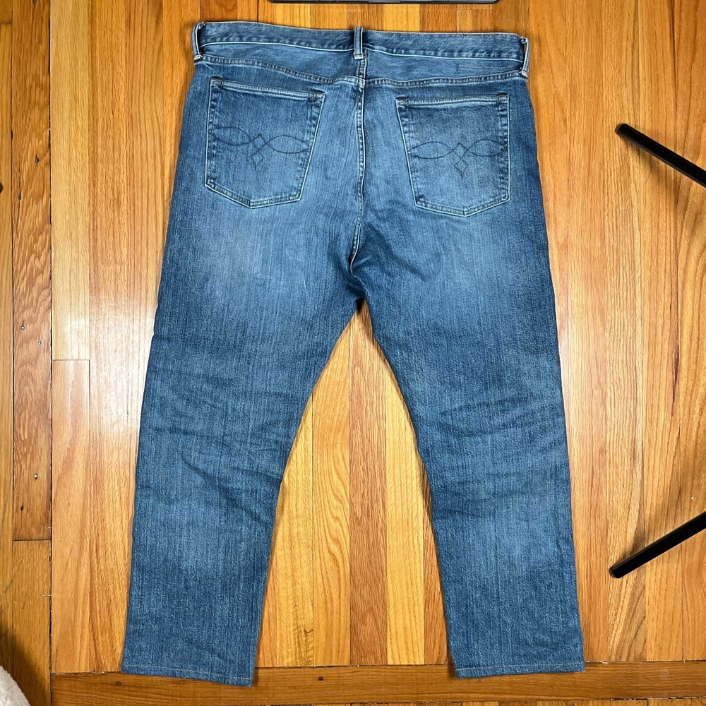 RRL Double RL Slim Narrow Jeans 42x28 (40x32 Tag) Blue Stretch Denim Hemmed - Picture 11 of 12